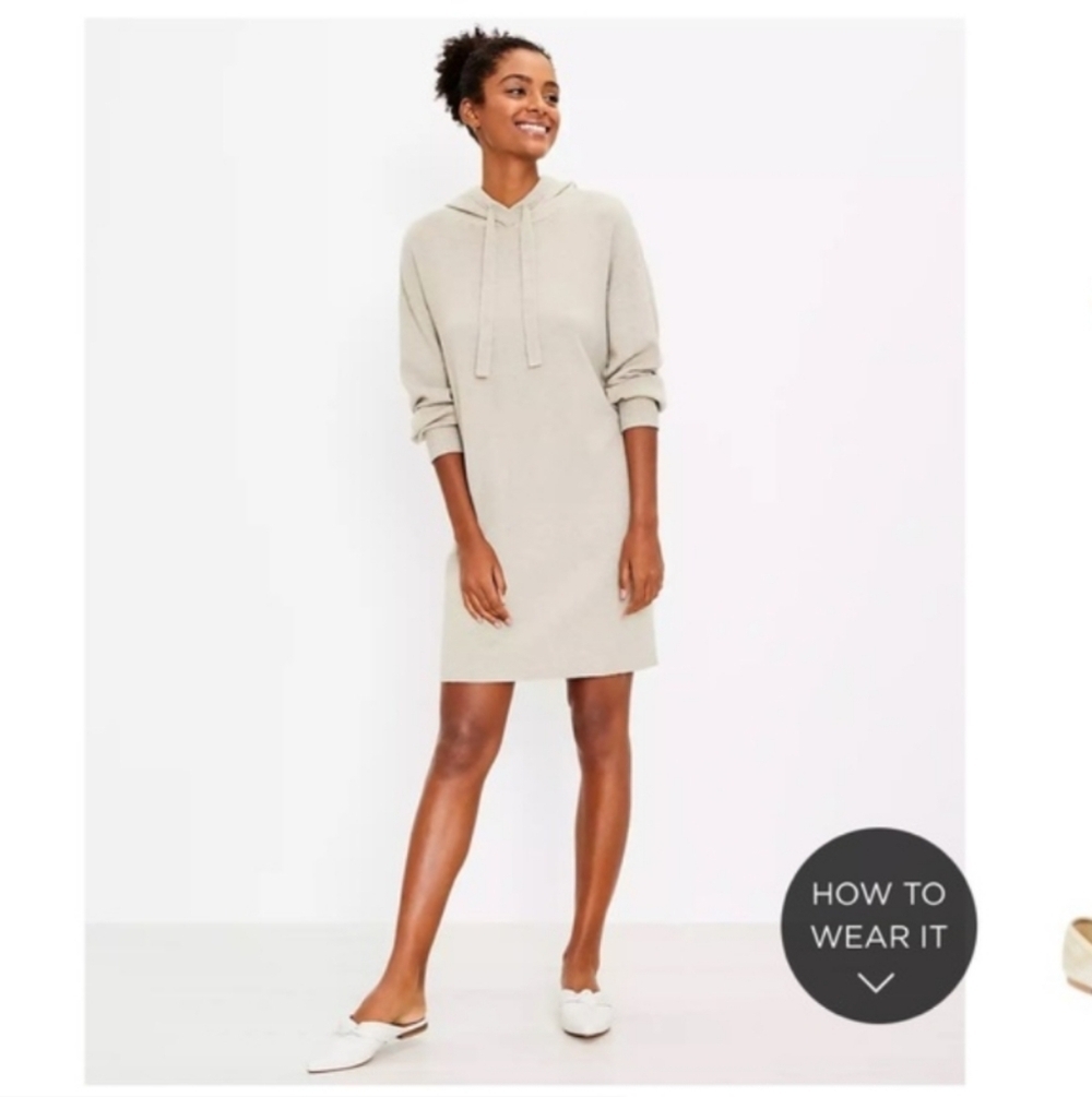 Loft Tan Hoodie Sweater Dress Size M NWT